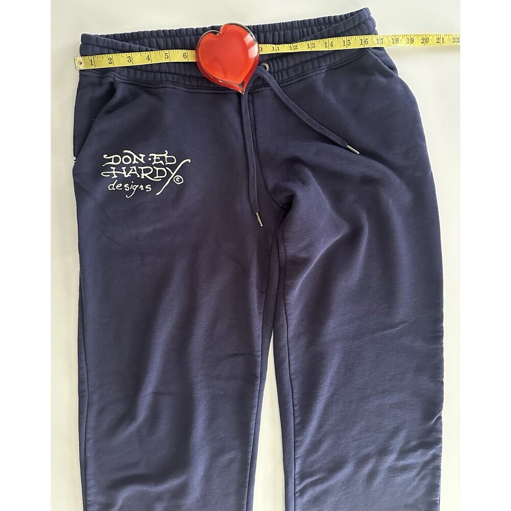 Ed Hardy Sweatpants Womens XLarge Navy Pants Y2K Streetwear Wide Leg Lounge Ink - Picture 7 of 8